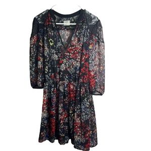 Urban Outfitters Pins Needles Dress Womens Medium Black Floral Lace Overlay